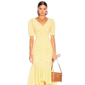 Panier Ruched Gingham Cotton-blend Midi Dress
